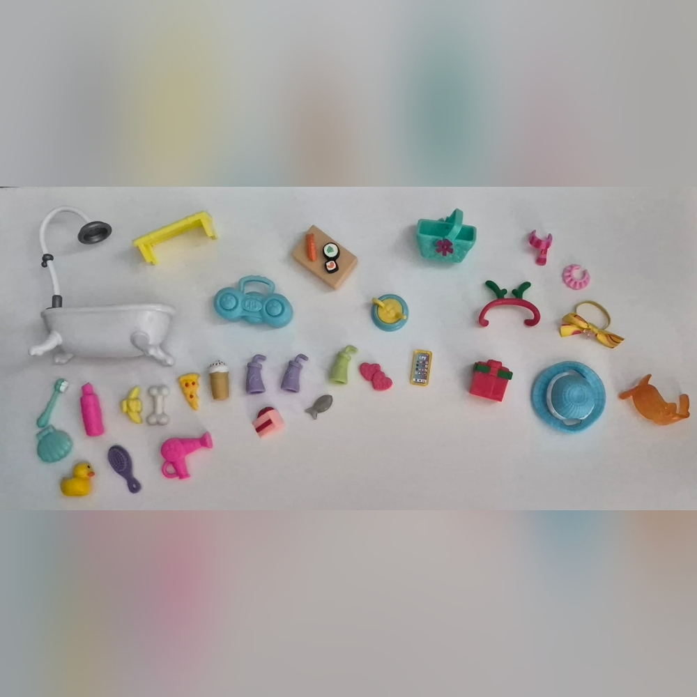 Littlest Pet Shop LPS Accessories Lot Bathtub Food Grooming + Toys Bundle